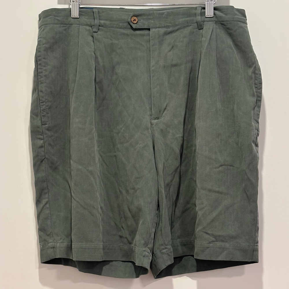 Pendleton Mens 100% Silk Herringbone Trouser Gray Green Dress Shorts Size 36